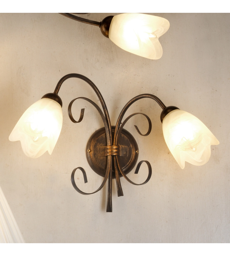 APPLIQUE 2 LUCI ONLI "ODINO" BRONZO E14